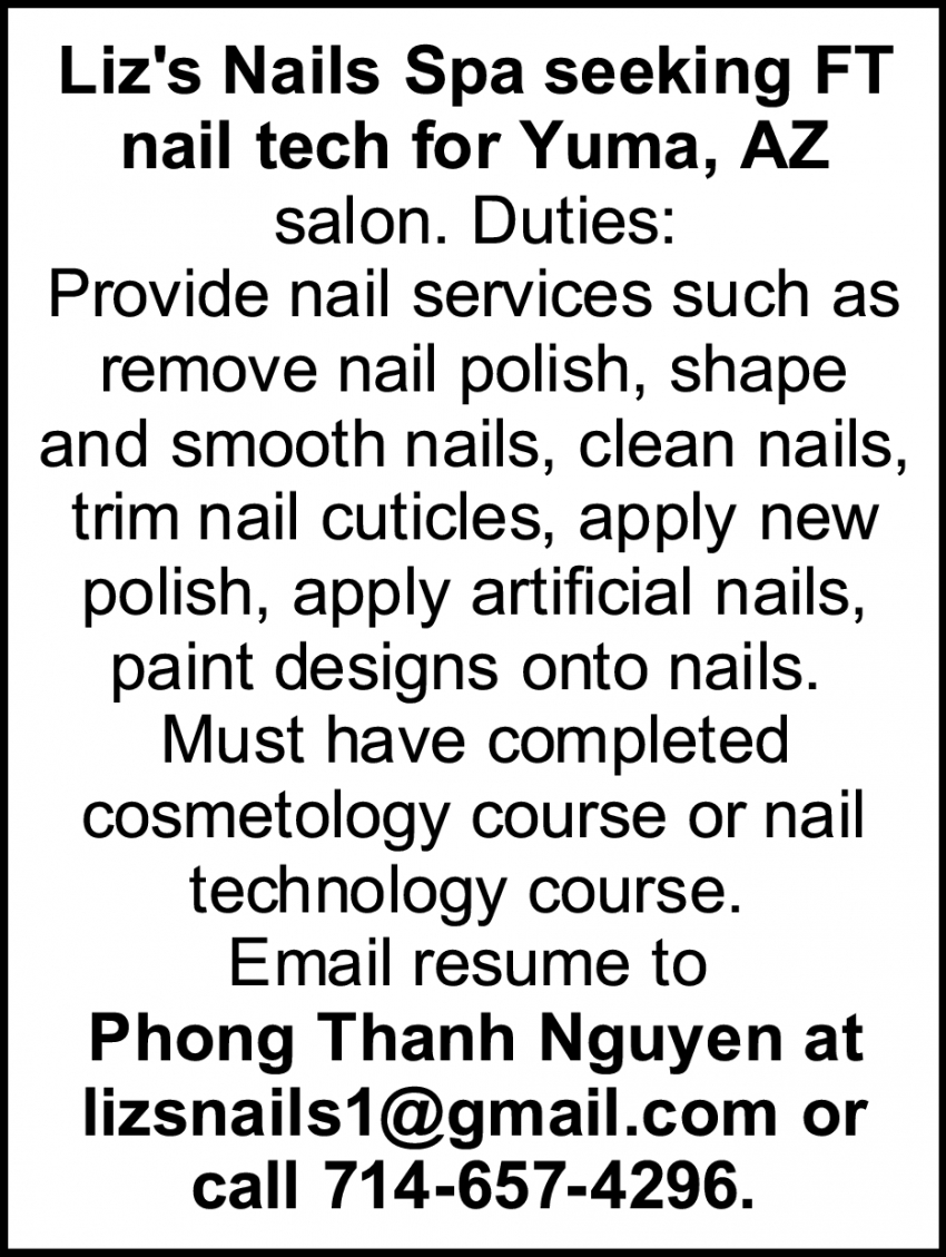 Nail Technician Job Description